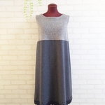 ☆akimasatake様専用品☆　ニットとスカラップ刺繍切替ノースリOP