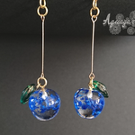 艶々林檎ピアス　ノンホールピアス　青