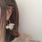 レースとパールのノンホールピアス