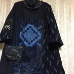 手作り　綿　絣　刺し子　チュニック