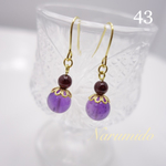 送料無料♯ 43☆アメジスト×ガーネット☆天然石ピアス （金属ピアス） ハンドメイド