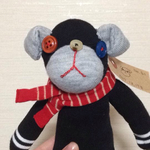 sale ブサカワ 靴下わんこ No.61 たれ耳スカーフ付き  黒 パグ ブルドック 犬    