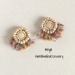 267.ウッドビーズミニフリンジビーズ刺繍ピアス・イヤリング