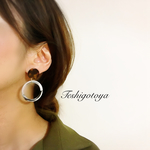 べっこうと細い輪っかピアス/イヤリング