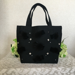 ◉ミンク付きベロアピンクリボン♡ミニトートバッグ  ビジューキラキラです♡卒業式