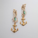 【3way】Big Anchor＆vintage glass earring(&brooch）