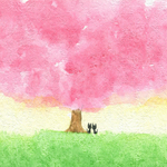 かつきかずお　桜の木の下でふたり
