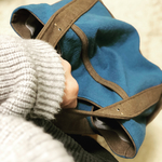 ワッシャー素材ブルートートバック