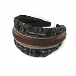 LINTON TWEED♡透かしリボンアクセント♡ブラック系ツィード♡カチューシャ♡幅広