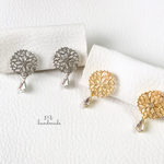  silver/gold×しずくクリスタル＊ピアス