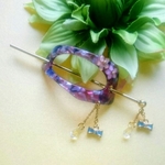 P!nk・シェル風マーブル◎リボン🎀SWAROVSKI✨クリスタル✨マジェステ