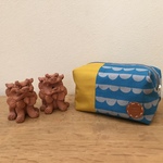 ＊受注製作＊アロマポーチ☆波ブルー×マスタードイエロー