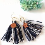 再再販♡デニム × レザー  タッセルピアス♡ロング