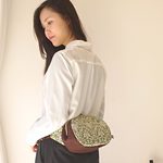 がま口ウエストポーチ(ヒップバッグ) ：アラベスクグリーン