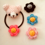クマくんと選べるお花ヘアゴム1個