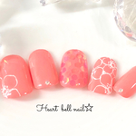 アプリコットピンクのフラワーネイル（ケース&ヤスリ&両面テープ付き）