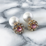 ビジューフラワー＆シャイニーパールピアス/イヤリング
