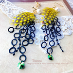 フェザーとレースのピアス （イヤリング）black