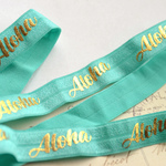 ヘアタイに*Aloha *アクア*ブレスレット*伸縮リボン