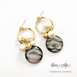 《再販》ペンタゴン × コットンパール × シェル   ピアス／イヤリング