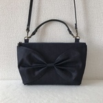 内側Black♡3way＋外付けストラップ　デニム＆リボンショルダー 長財布が入る☆ストラップ選択必須