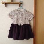 パフスリーブ＊ワンピース＊紫小花柄＊90サイズ