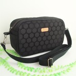 完成品在庫処分セール（内ポケット無し）3900円→3300円  倉敷帆布×サークルコットンレース　ショルダーバッグ　2WAY  ポシェット　黒