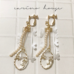 white pearl face earring