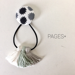 No.23 モノクロこんぺいとうのおめかしタッセルへアゴム