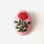 赤いバラ 刺繍ブローチ 