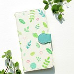 *名入れ可*水彩の葉っぱ スマホケース 手帳型 アンドロイド iPhoneケース
