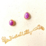 No.7357 送料込♥金縁オーバルピアス
