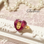 Aurora pink バラのドライフラワー リング