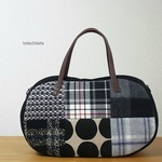 そらまめバッグ(wool patch - black tone ｰ)