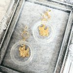 vintage★ヨークシャーテリアのフープピアス＆イヤリング