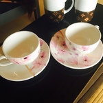 フラワー カップ＆ソーサー2脚セット ポーセラーツ