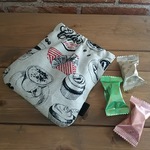 カフェ柄 ぺたんこバネ口ポーチ