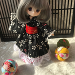 オビツ11サイズ着物ドレス　しだれ夜桜