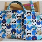 入園用レッスンバッグ＆上履き入れ☆ブルードットパンダパッチ