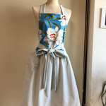 エプロン レディース 花柄ツートン
