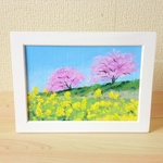 油絵原画『桜日和』　額縁付き