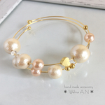 贅沢コットンパールとハートのかくれんぼ ブレスレット