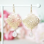 【限定１】14kgf アミール・ローズクォーツ・ピアス ~ amille  ~