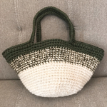 ズパゲッティ 麻ひも モヘア カーキ 白  トートバッグ