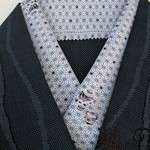 送料無料【新品】麻の葉に壺･半衿(ポリエステル)再販