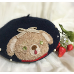ぬいぐるみワンコのベレー帽 
