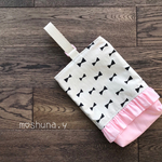 moshuna.y【NEW】【再販9】無地ピンク×フリル　シューズ入れ／上履き入れ　入園入学　女の子
