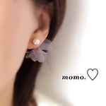 パール❤︎フラワーリボンキャッチピアス