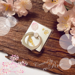 ”春うらら”  朝露に濡れた桜の花びら 立体 スマホリング/スマホスタンド WT