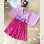 【在庫あり】ベビー 袴 着物 女の子　70-80サイズ（パステルドットピンク）